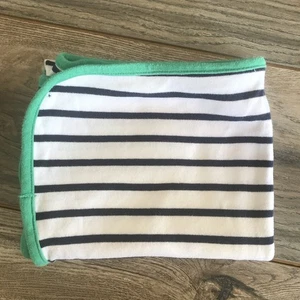 Carters Blanket Swaddle Jersey Knit Stretchy Blue White Green Trim (SMALL HOLE) - Picture 1 of 5