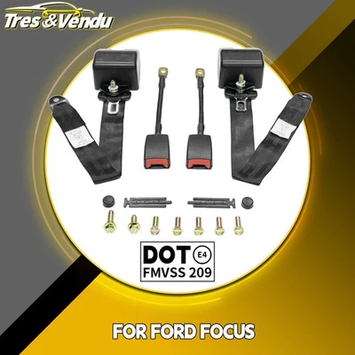 Kit de correas de cinturón de seguridad retráctiles de 3 puntos para conductor y pasajero para Ford Focus Foto 1 de 4