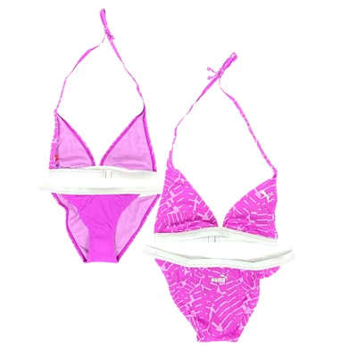 Puma Women's Haltneck Bikini Pink & White Bikini Set - New - Image 1 of 3