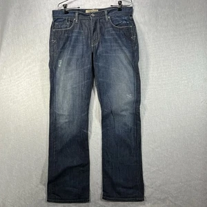 BKE Jeans Mens 32x34 Cole Straight Blue Distressed Denim Medium Wash Stretch - Picture 1 of 15