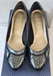 Selby Leder Comfort Flex Metallic Zinn Silber Nieten Größe 5B Originalkarton - Bild 1 von 13