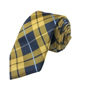 CHAPS Necktie Youth Size 2.5" x 48.5" Blue Gold Plaid Easter Church Family Photo - Picture 1 of 8
