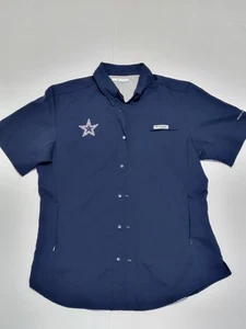 Camicia da pesca Columbia PFG Dallas Cowboys donna SM Omni Shade bandiera ventilata schiena - Foto 1 di 10