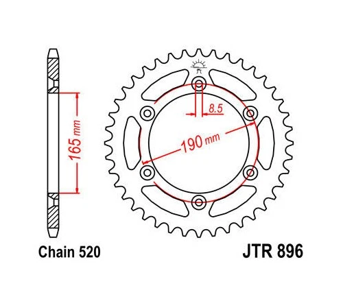 Piñón trasero JT acero 520 48T KTM 125 Enduro 1989 Foto 1 de 1