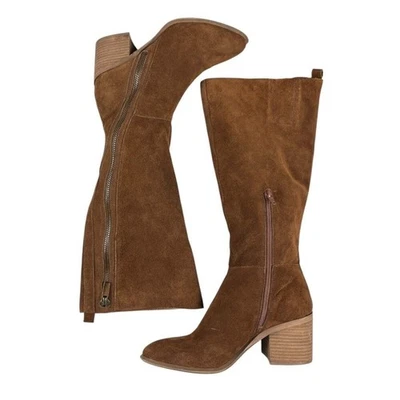 Carlos by Carlos Santana Ashbury 麂皮绒皮革及膝棕色靴子 8 M 码 — 第 1/4 张图片