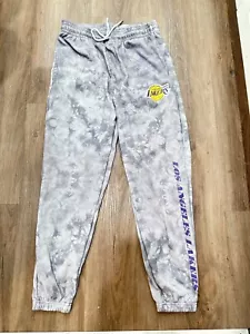 Los Angeles Lakers NBA Basketball Sweatpants Grey Tie Dye - Men's L - Picture 1 of 9