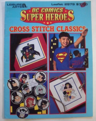 DC Comics Super Heroes cross stitch pattern Batman Robin Wonder Woman Superman - Image 1 of 4