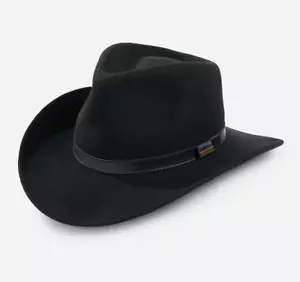 NWT Pendleton SOLID BLACK OUTBACK Wool Felt Hat Men XL Crushable/Water Repellant - Picture 1 of 3