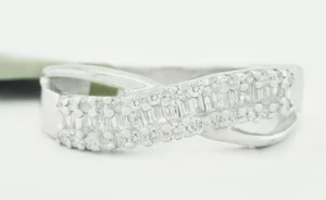 GENUINE 0.50 Cts DIAMOND BAND RING 10K WHITE GOLD - Free Certificate Appraisal - Picture 1 of 6