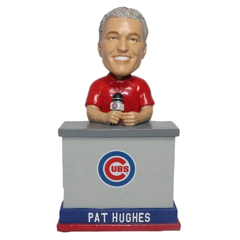 Pat Hughes Chicago Cubs Radio Announcer Red Shirt Talking Bobblehead MLB Cover