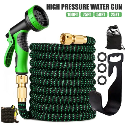 25-100FT Heavy Duty Expandable Garden Hose Pipe Flexible With Water Spray Gun - image 1 of 4