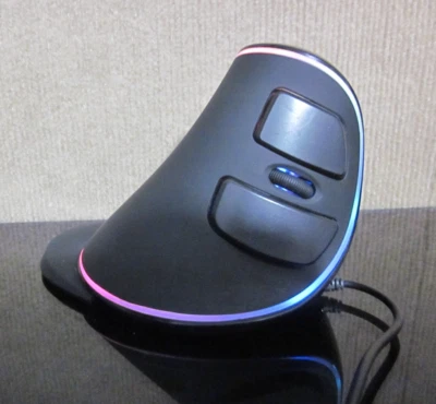 Delux M618 Plus Vertical Mouse Carpal Tunnel Black USB Wired RGB Light - Image 1 of 4