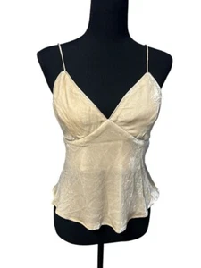 Susana Monaco Velvet Cami Top Women SM Beige V-NECK coquette cottagecore y2k - Picture 1 of 11