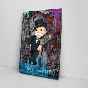 Alec Graffiti Monopoly Framed Canvas Wall Art Unique Hanging Poster Room Decor - Picture 1 of 12