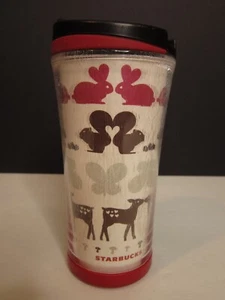 2009 Starbucks Travel Tumbler Rabbit Squirrel Butterfly Deer 8 Ounce Kid Size - Picture 1 of 8