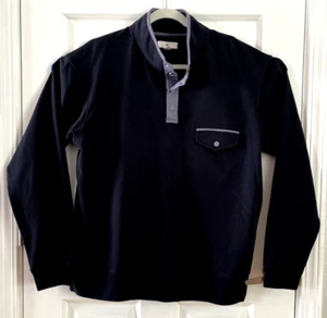 BP Men's Sweater Size Large Black w/ Grey Organic Cotton Blend Fleece Pullover - Picture 1 of 13