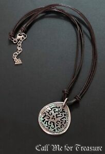 Silpada 925 Sterling Silver Abalone Leather necklace