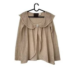 Guinevere Beige Wool Mohair One Button Lightweight Cardigan Sweater XS - Picture 1 of 6