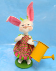 2012 ANNALEE SPRING Easter Bunny RABBIT w/ WATERING CAN Pink Green Dress POSABLE