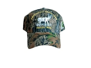 Vintage Shasta Wear Camouflage kanadische Jagd Kappe Riemen hinten bestickt Buck OS - Bild 1 von 10