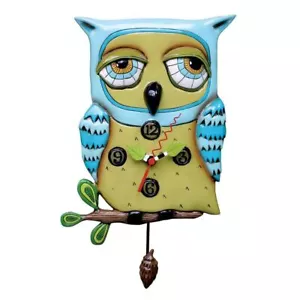 Allen Designs Blue Owl Pendulum Wall Clock P1062 - Picture 1 of 1