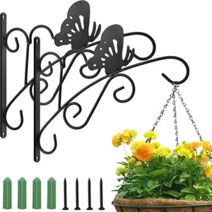 2 Piezas Patrón Mariposa Negro Decoración Jardinería Planta Gancho para Alimentador de Pájaros - Imagen 1 de 9