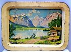 Vintage Tin Serving Tray Litho Print Kashmir Lake Seen Rare Collectibles Genuine