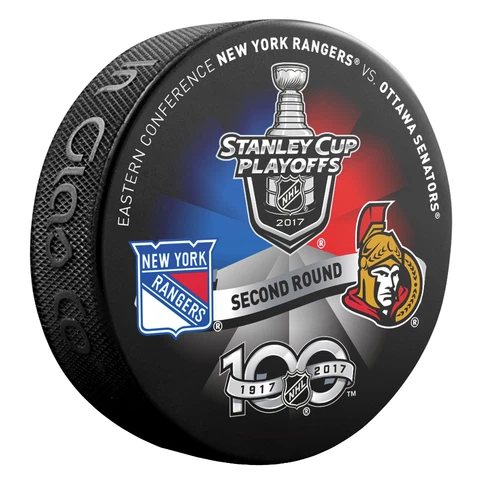 2017 Stanley Cup Playoffs Dueling Puck New York Rangers / Ottawa Senators Cover