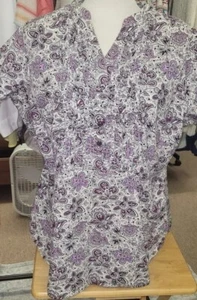 NWOT TOMMY HILFIGER SZ 18 (2xl) Baby Doll Blouse Purple Floral Print Pleated  - Picture 1 of 8