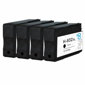 4 Schwarze Tintenpatronen ersetzen HP 932Bk (932XL) non-OEM / Compatible - Bild 1 von 1