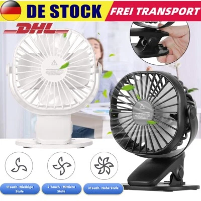 360° Drehbarer Mini-Ventilator mit Clip Tragbares Design 3 Gänge 1200mAH Akku  - Bild 1 von 4