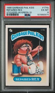 1986 Garbage Pail Kids OS5 - Repaired Rex #174b - w/Green 10 Error - PSA 6 - Picture 1 of 2