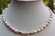 A023 45 cm Echte Süßwasser Perlen Schmuck Perlenkette Halskette barock Collier
