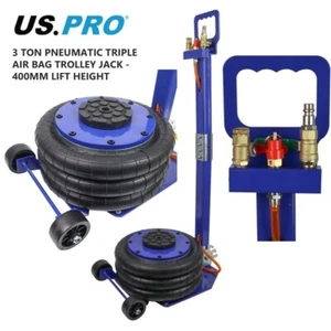 US Pro 3 Ton  Pneumatic Triple Air Bag Trolley Jack 135mm to 400mm Lift Height - Picture 1 of 5