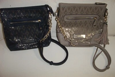 2 ANDREW MARC NEW YORK CROSSBODY Shoulder Bag PURSES NAVY & TAUPE Cut Outs - Image 1 of 4