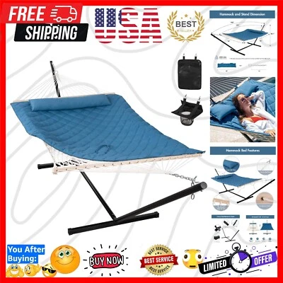 Elegante Hamaca Doble con Soporte - Capacidad 450 LBS para Interior y Exterior Bliss Foto 1 de 4