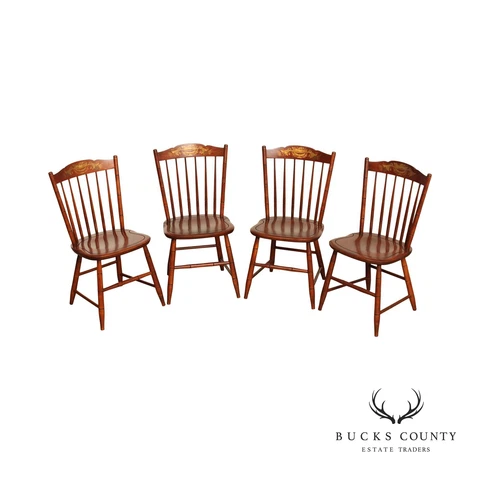 Hitchcock Vintage Set of Four Stencil Decorated Dining Chairs Cover
