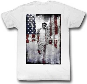 James Dean 1950's Icon American Flag Hologram 1955 New York Men's T Shirt - Picture 1 of 5