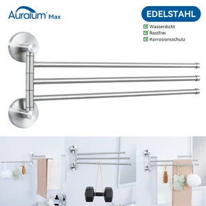 Edelstahl Drehbarer Handtuchhalter Wand Handtuchstange Bad Handtuch Halter 3-arm - Bild 1 von 9