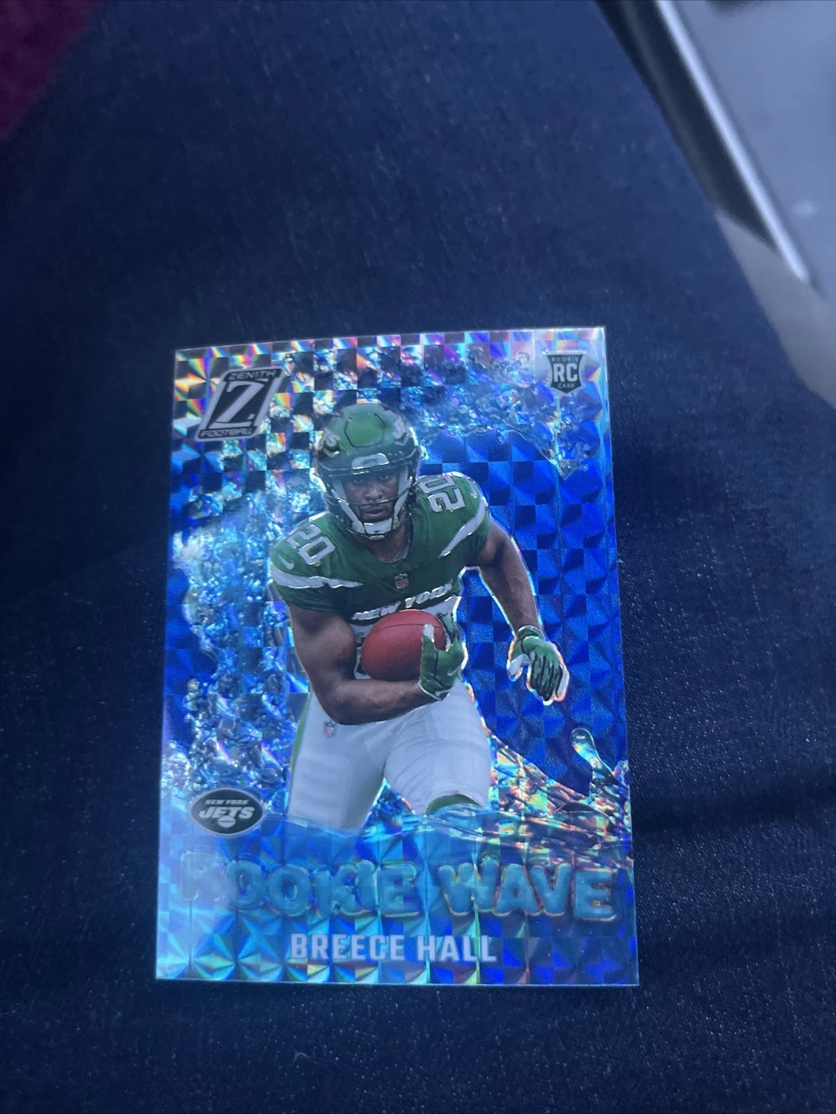 2022 Zenith Breece Hall Rookie Wave Blue Prizm RC