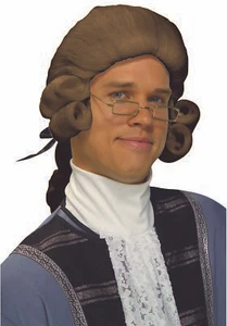 Colonial Founding Fathers Brown Wig Costume Accessory Adult - Picture 1 of 1