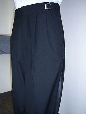 Black 100% worsted wool Tuxedo Trousers - most men's sizes available  - Image 1 of 4