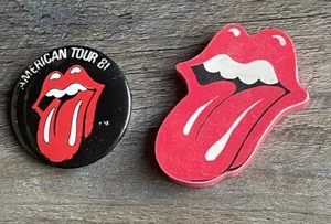 Vintage Rolling Stones Tongue and Lips Logo Eraser & 1981 American Tour Button - Picture 1 of 6