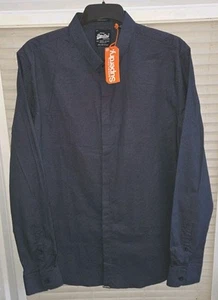 Mens XXXL Superdry Blue & White Micro Dot L/ S Tailored Shirt. New With Tags. - Picture 1 of 7