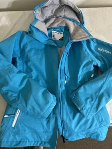 Salomon Woman L Clima Pro Ski Snowmobile Snowboard Aqua Blue Insulated Parka - Picture 1 of 14