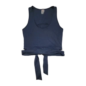 CALIA by Carrie Underwood Energize Tie Wrap cropped wrap tie tank top  Blue S - Picture 1 of 7