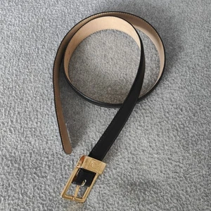 De Colección Anne Klein para Calderón Negro Mujer M Cinturón de Cuero Dorado Hebilla Cabeza de León - Imagen 1 de 14