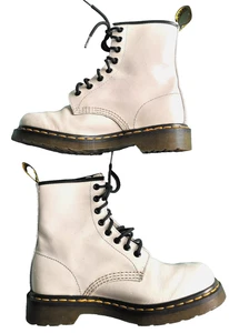 DR MARTENS 1450W Size 5 White Leather Laced Ankle Boots with Bouncing Soles - Picture 1 of 13