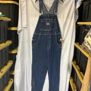 Vintage Revolt Latzhose Damen Größe 18 Blau Denim Latz Arbeit Zimmermann Deadstock - Bild 1 von 15