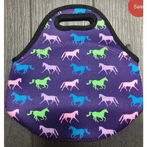Galloping Horse Equestrian Lunch Box Tote Zippered Neoprene Bag - Picture 1 of 7